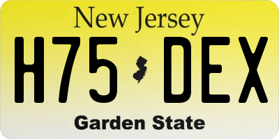 NJ license plate H75DEX