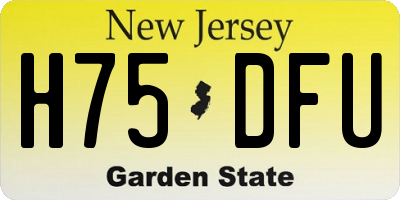 NJ license plate H75DFU