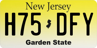 NJ license plate H75DFY
