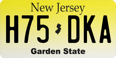 NJ license plate H75DKA