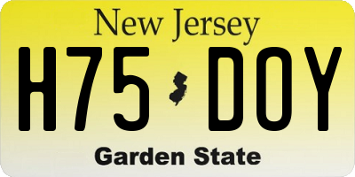 NJ license plate H75DOY
