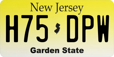 NJ license plate H75DPW