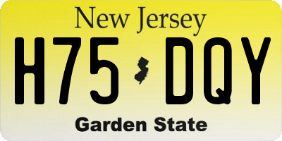 NJ license plate H75DQY