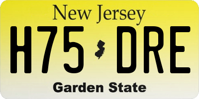 NJ license plate H75DRE