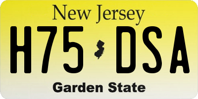 NJ license plate H75DSA