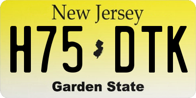 NJ license plate H75DTK