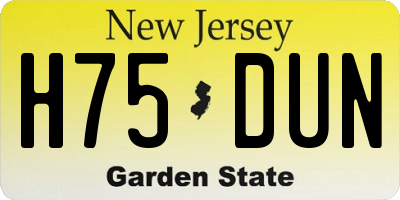 NJ license plate H75DUN