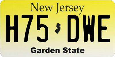 NJ license plate H75DWE