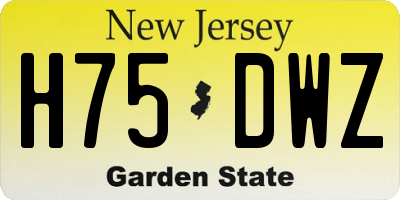 NJ license plate H75DWZ