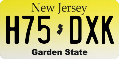 NJ license plate H75DXK