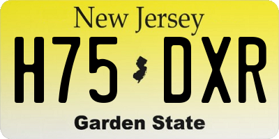 NJ license plate H75DXR