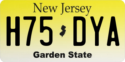 NJ license plate H75DYA
