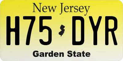 NJ license plate H75DYR