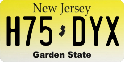 NJ license plate H75DYX