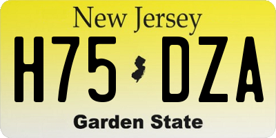 NJ license plate H75DZA