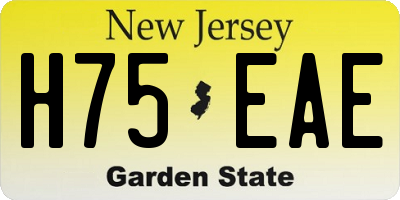 NJ license plate H75EAE