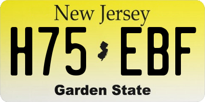 NJ license plate H75EBF