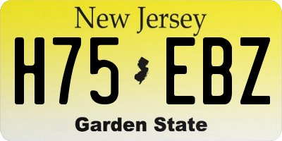 NJ license plate H75EBZ