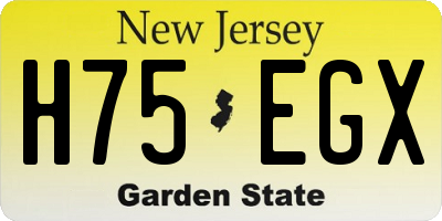 NJ license plate H75EGX