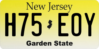 NJ license plate H75EOY