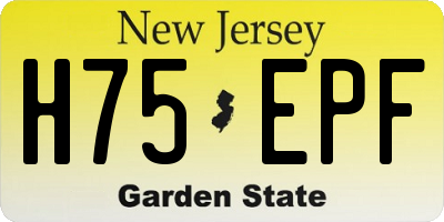 NJ license plate H75EPF