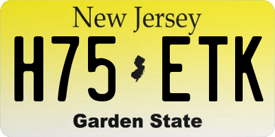 NJ license plate H75ETK