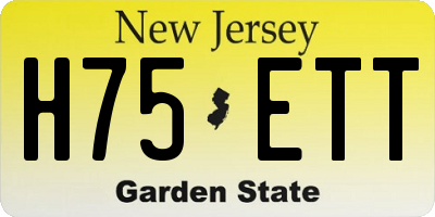 NJ license plate H75ETT