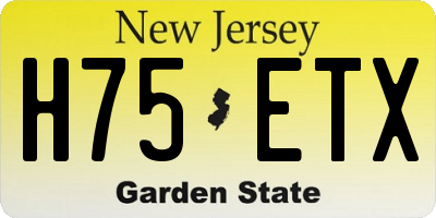 NJ license plate H75ETX
