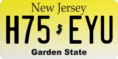 NJ license plate H75EYU