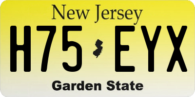 NJ license plate H75EYX