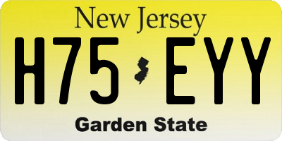 NJ license plate H75EYY
