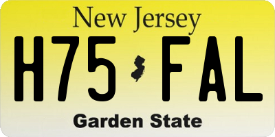 NJ license plate H75FAL