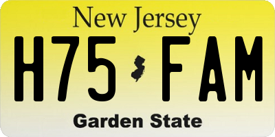NJ license plate H75FAM