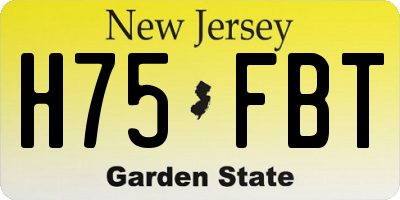 NJ license plate H75FBT