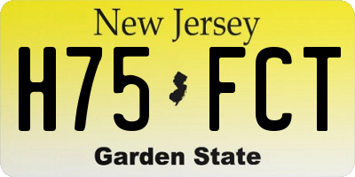 NJ license plate H75FCT