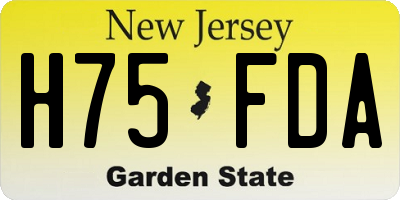 NJ license plate H75FDA
