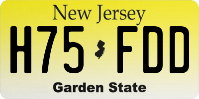 NJ license plate H75FDD