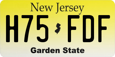 NJ license plate H75FDF