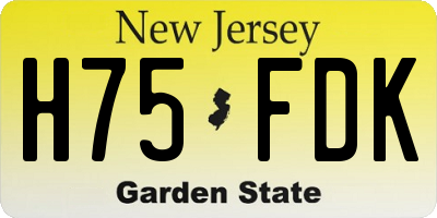 NJ license plate H75FDK