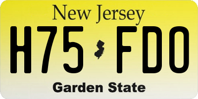 NJ license plate H75FDO
