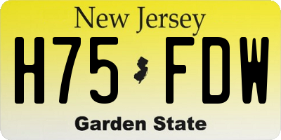 NJ license plate H75FDW