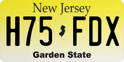 NJ license plate H75FDX