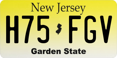 NJ license plate H75FGV
