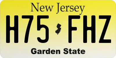NJ license plate H75FHZ