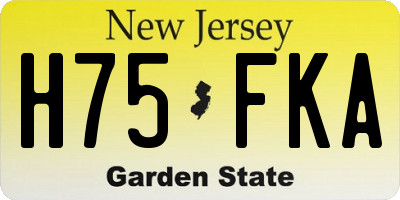 NJ license plate H75FKA