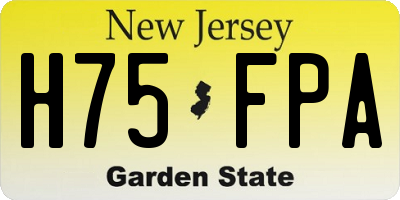NJ license plate H75FPA