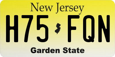 NJ license plate H75FQN