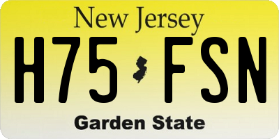 NJ license plate H75FSN
