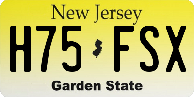 NJ license plate H75FSX