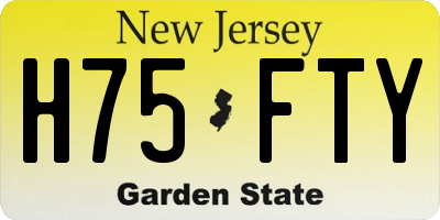 NJ license plate H75FTY